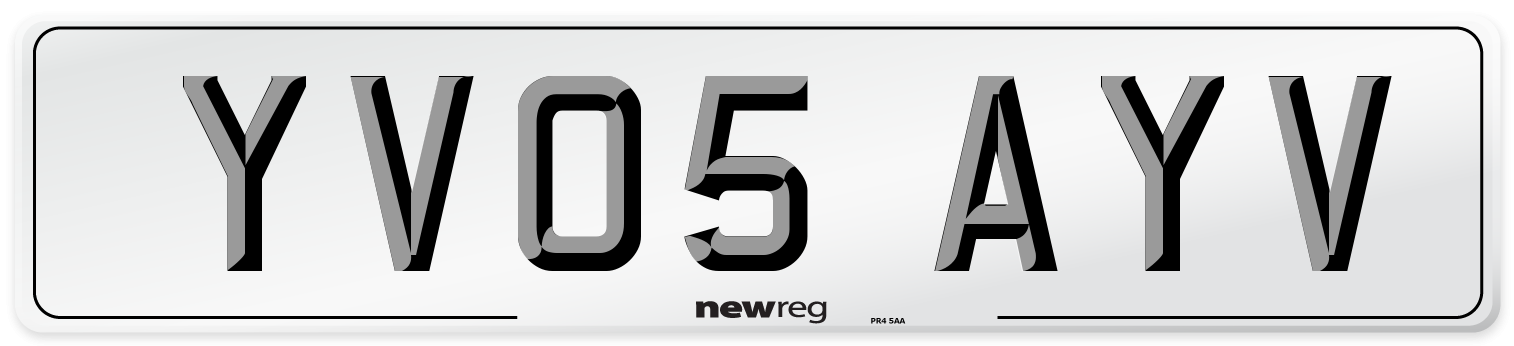 YV05 AYV Number Plate from New Reg